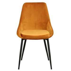 Sierra chair dark orange velvet/black metal legs